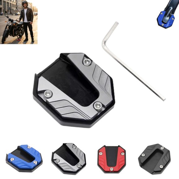 Anti-Sink Motorcycle Side Stand Pad & Aluminum Alloy Support Plate | Tool-Free Installation Kickstand Extender for All Bikes
