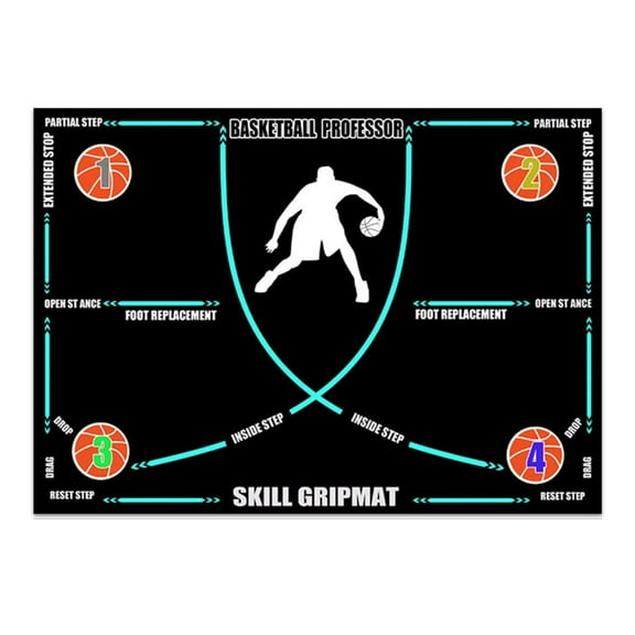 Anti-Skid Silent Basketball Training Mat - Shock-Absorbing Rubber Footwork Mat for Kids Home Basketball Practice(LR 1 PCS)