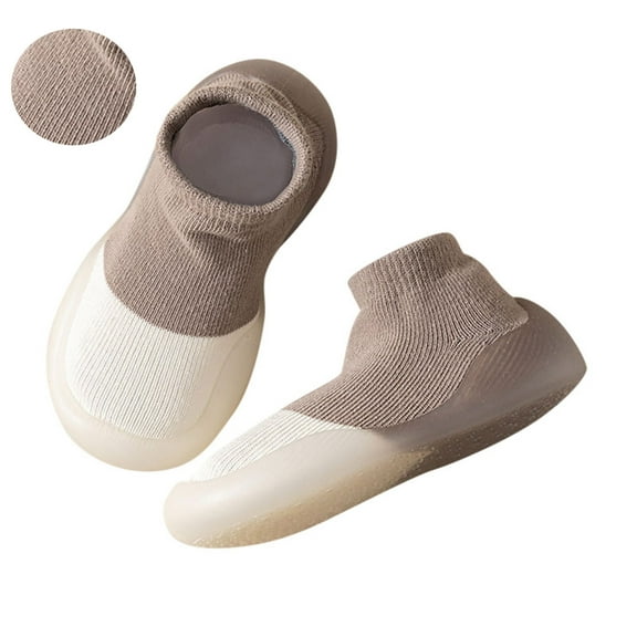 Anti Skid Socks with Grip Slipper Rubber Sole for Boys Girls Walking Baby Sneakers Baby Toddler Shoes Knit