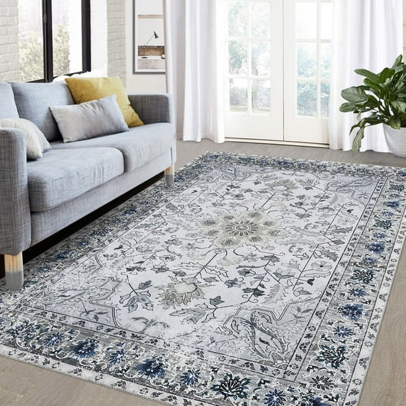 Anti-Slip Area Rug Short Shag Plush Flower Area Rug Moroccan Easy to Clean Washable Folding Back Rug Non-Shedding Area Rugs for Living Room, Bedroom,Children's Room