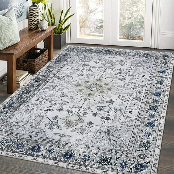 Anti-Slip Area Rug Short Shag Plush Flower Area Rug Moroccan Easy to Clean Washable Folding Back Rug Non-Shedding Area Rugs for Living Room, Bedroom,Children's Room