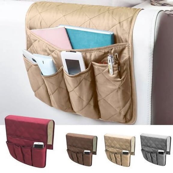 Anti-Slip Armrest Caddy Pocket Organizer for Sofa Couch Chair Recliner Loveseat, Storage for Phone, Book, Magazines, Armchair Remote Control Holder