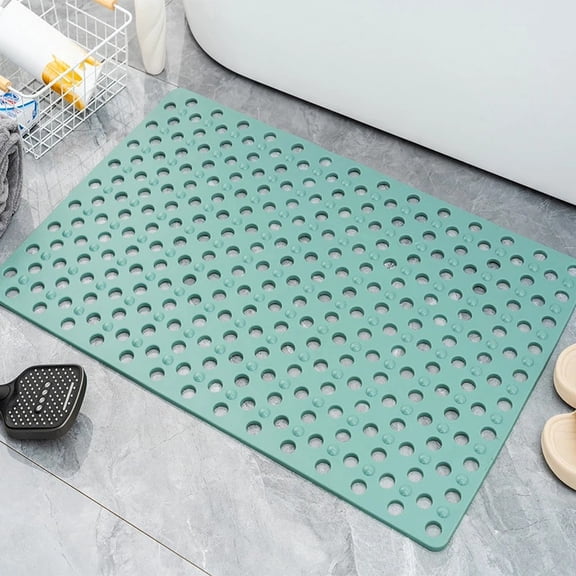 Anti Slip Bath Mat With Drain Holes Slip Anti Mould Rubber Machine Washable Antibacterial Resistant Shower Mat For Shower Or Tub