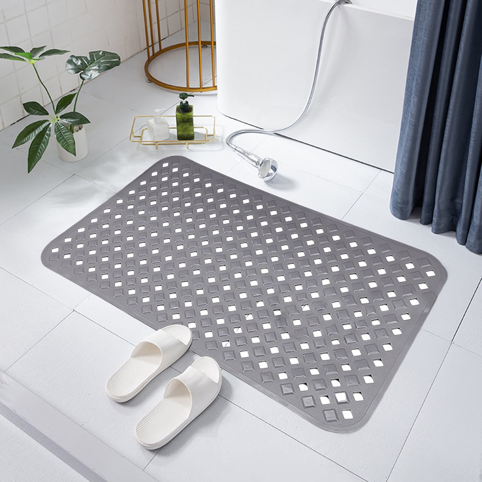 Anti-Slip Bathroom Shower Mat with Comfortable Cushioning Hollow Drainage Design Easy ...