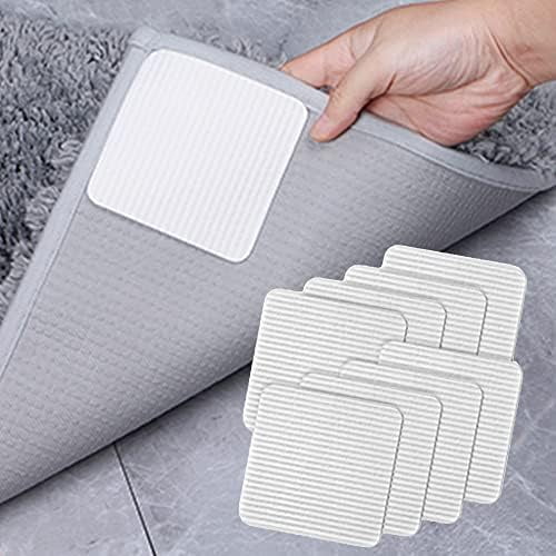 Anti Slip Carpet Grips 8 Pcs Vacuum Technology Carpet Gripper for Hardwood Floors Anti Curling Rug Pad Grippers Washable Non Slip Area Rug Stopper