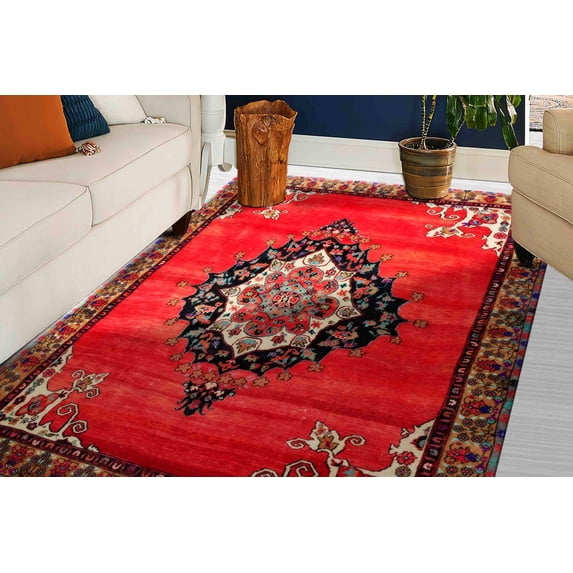 Anti-Slip Carpet Rug, Medallion Rug, Antique Style Rug, Vintage Style Rug, Dining Room Rug, Brown Rug, Salon Decor Rug, Red Rug, Turkish Rug, 3.9'x5.9' - 120x180 cm