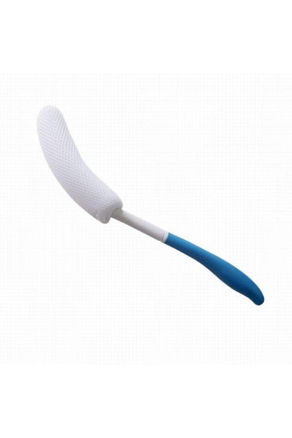Anti-Slip Curve Handled Bath Body Brush, Easy Reach for Seniors, Suitable for Elderly/Pregnant Aid Bathing & Shower, Blue,