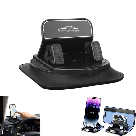 Anti-Slip Dashboard Phone Holder with 360 Rotation, Silicone Grip Car Phone Mount, Reusable Adhesive Base for Safe Driving Navigation in All Vehicles