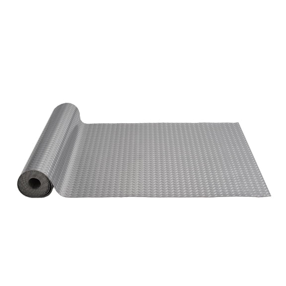 Anti-Slip Diamond Plate Garage Floor Mat, 4.9'x19' PVC Roll for Car&Trailer, 93 sq ft Gray Flooring for Gym, Garage&Boat DIY Protection