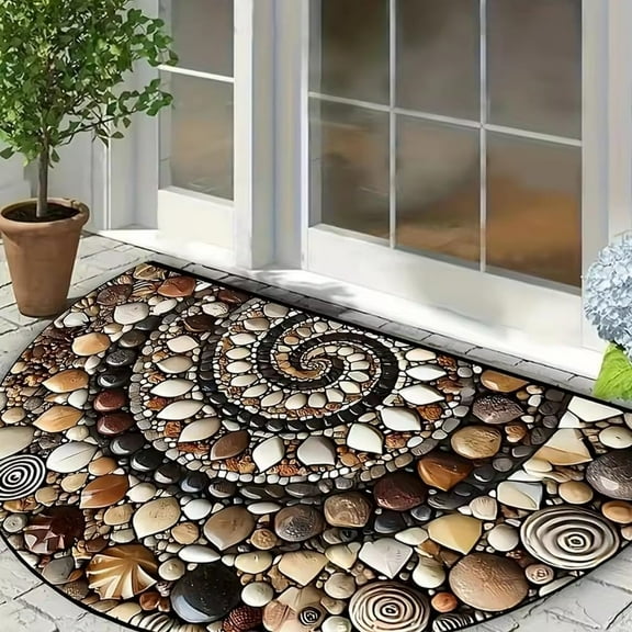 Anti-Slip Diatom Mud Floor Mat - Quick-Dry Bathroom Rug with Rubber Backing - Semi-Circle Design for Doorway, Stairs - Home Decor & Safety