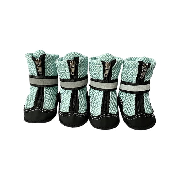 Anti-Slip Dog Boots, Breathable Waterproof Shoes with Smooth Zipper and Reflective Hook & Loop, for Small Medium Dogs, 4pcs