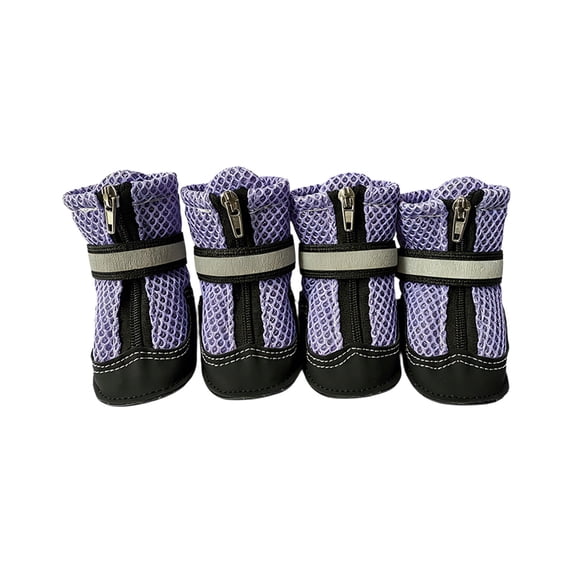Anti-Slip Dog Boots, Breathable Waterproof Shoes with Smooth Zipper and Reflective Hook & Loop, for Small Medium Dogs, 4pcs
