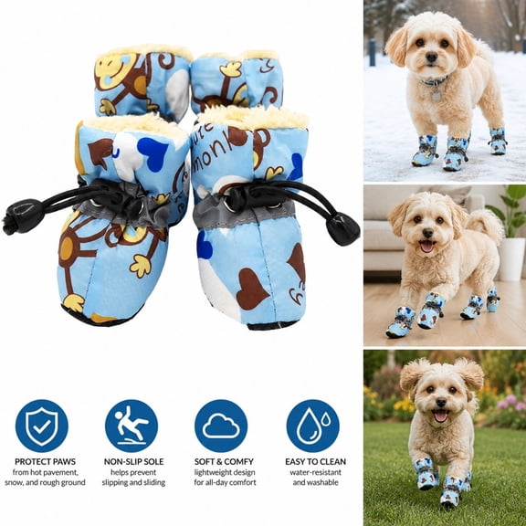 Anti-Slip Dog Boots Soft Sole – Monkey Print Pet Shoes for Indoor & Outdoor Paw Protection,Breathable Cozy Booties for Small to Medium Dogs & Cats,Size 5