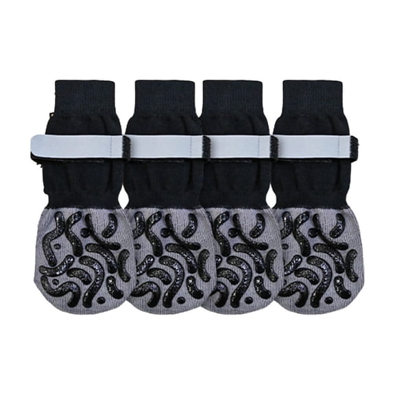Anti Slip Dog Socks 2 Pairs with Grippers for Hardwood Floors, Shoes for Hot/Cold Pavement, Boots & Paws Protectors to Prevent Licking, Traction Booties for Senior Small Medium Large Dogs