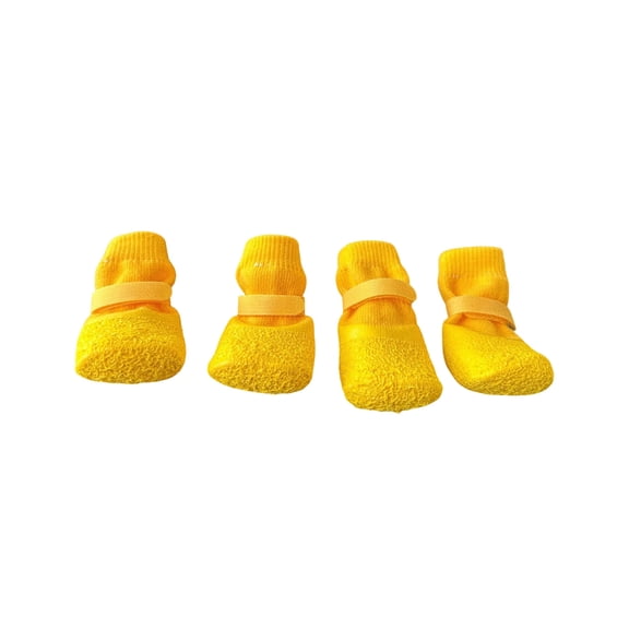 Anti Slip Dog Socks Boots with Adjustable Straps, Waterproof Paw Protector for Indoor Hardwood Floors Outdoor Hot Pavement, Booties for Small Medium Dog Puppy, 4 Pack, S