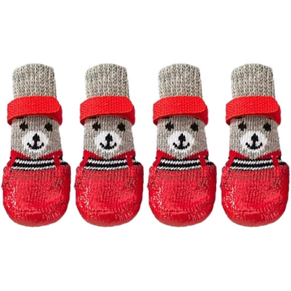 Anti-Slip Dog Socks, Non-Slip Traction Socks for Dogs with Adjustable Straps, Waterproof Pet Snow Rain Shoe for Winter Small Puppy Senior Dogs