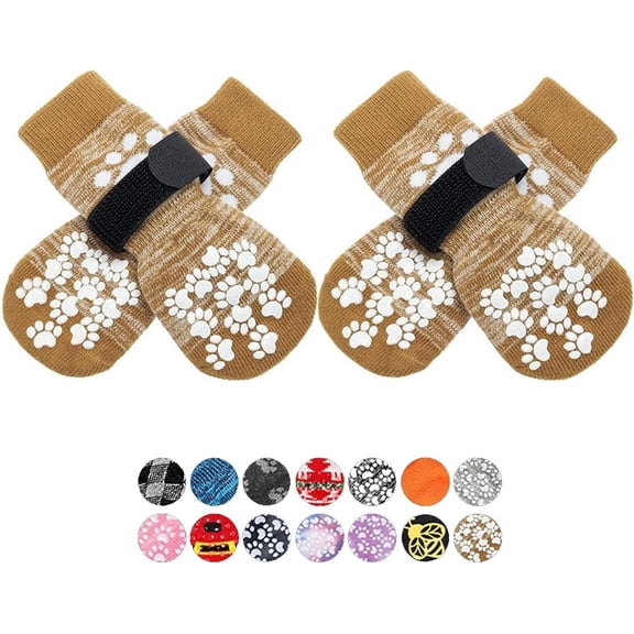 Anti Slip Dog Socks to Prevent Licking Paws, Dog Shoes for Hot Pavement, Dog Booties for Small Medium Large Senior Dogs, Traction Control Boots & Paw Protectors for Hardwood Floors