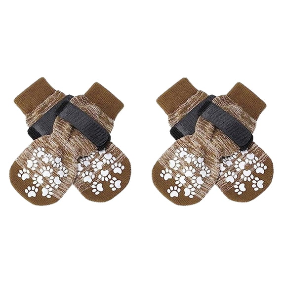 Anti-Slip Dog Socks, Prevent Licking Paws, Waterproof Anti-Slip Dog Socks with Grippers for Dogs Walking, Dog Essentials Brown