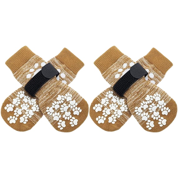 Anti-Slip Dog Socks, Prevent Licking Paws, Waterproof Anti-Slip Dog Socks with Grippers for Dogs Walking, Dog Essentials Khaki