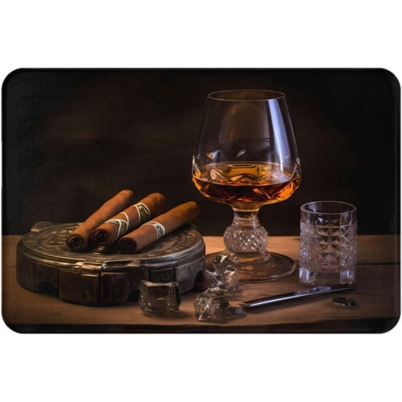 Anti-Slip Doormat 16 x 24 in Floor mat Rugs Easy to Clean Suitable for Front Door, Living Room, Bathroom Cigar and Whiskey Printed