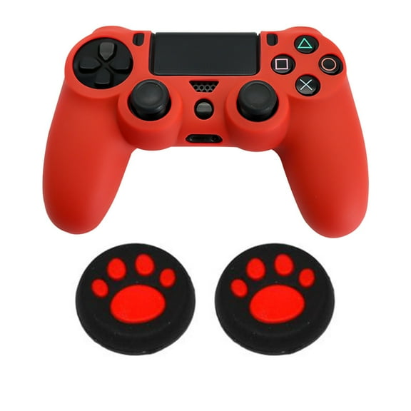Anti-Slip Dustproof Silicone Controller Skin and Thumb Grip Cap Set for PS4 DualShock 4 Controller, Pink/Red/Green/Blue/Black/Clear/White