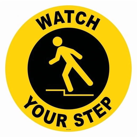 Anti-Slip Floor Sign, 17 in H, 17 in W, Vinyl, Circle, English, FS-17-318 FS-17-318