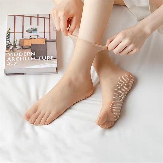 Anti-Slip Gel Velvet Short Socks for Women - Breathable Thin Casual Tube Socks with Reinforced Toe