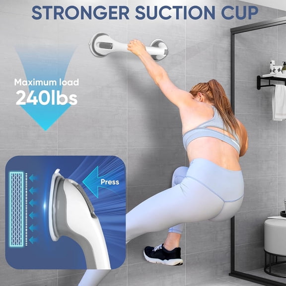 Anti-Slip Grip Quick-Lock Heavy-Duty Suction Cup Bathroom Safety Grab Bar - Drill-Free Shower Handle for Seniors Fall Prevention, Perfect Year of the Horse Bathtubs Toilet Tiles & Home Necessity