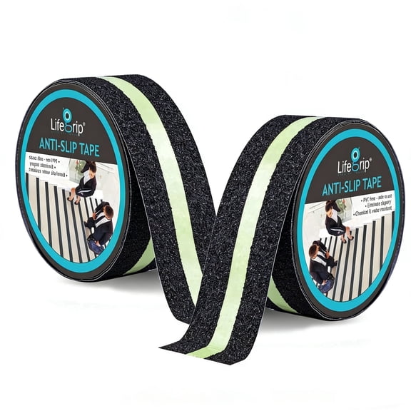 Anti Slip Grip Tape(2Pack), Non-Slip Traction Tapes with Glow in The Dark Reduce The Risk of Slipping for Indoor or Outdoor Stair Tread Step and Other Slippery Surfaces - Keeps You Safe, 2" x 15"Ft