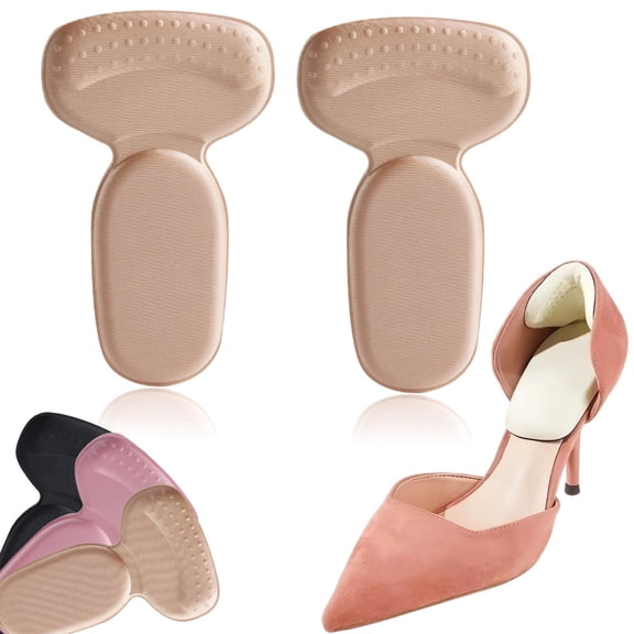 Anti-Slip Heel Liners Soft Cushion Heel Protector Pads, T-Shaped 2-in-1 Anti-Chafing Heel Pads,Improved Shoe Fit and Comfort, Prevent Rubbing & Blister,for Any Shoes Loose Shoes