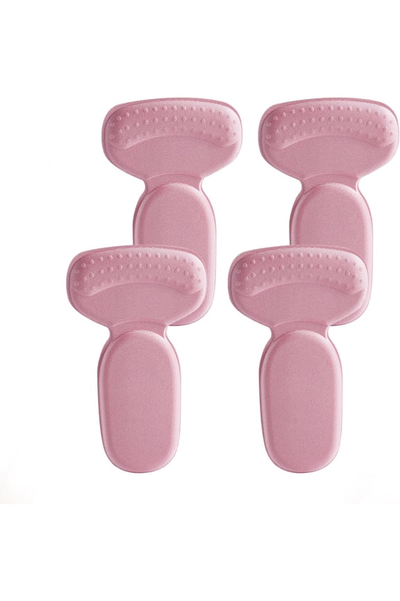 Anti-Slip Heel Liners Soft Cushion Heel Protector Pads for Women Men Shoes, T-Shaped 2-in-1 Anti-Chafing Heels Pads, Soft Heels Pad Grips Inserts to Improve Shoe Fit (Pink, 4Pcs)