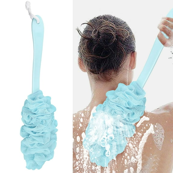 Anti-Slip Long Handle Back Scrubber, Soft Bath Sponge Shower Brush for Women Men Body Cleaning