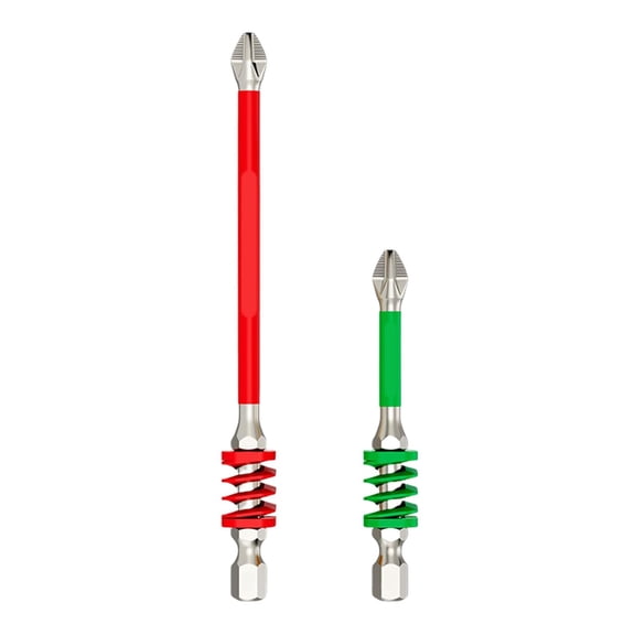 Anti-Slip Magnetic Phillips Bit with Spring, Spring Impact Non-slip Hexagonal Electric Screwdriver Bit 65MM+110MM