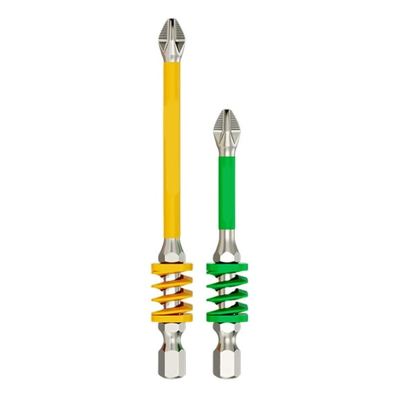 Anti-Slip Magnetic Phillips Bit with Spring, Spring Impact Non-slip Hexagonal Electric Screwdriver Bit 65MM+90MM