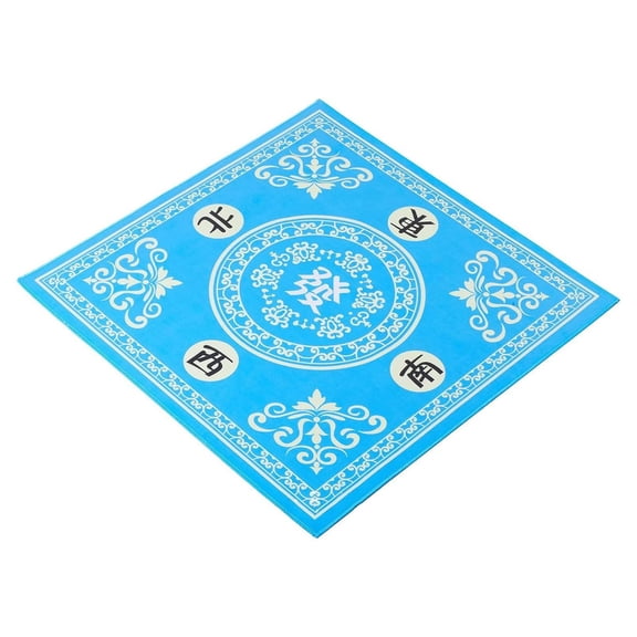 Anti-Slip Noise Reduction Mahjong Table Mat Polyester Rubber Back Square Game Table Cover for Mahjong Poker Domino Tile Home Game Nights(Blue-80X80CM)