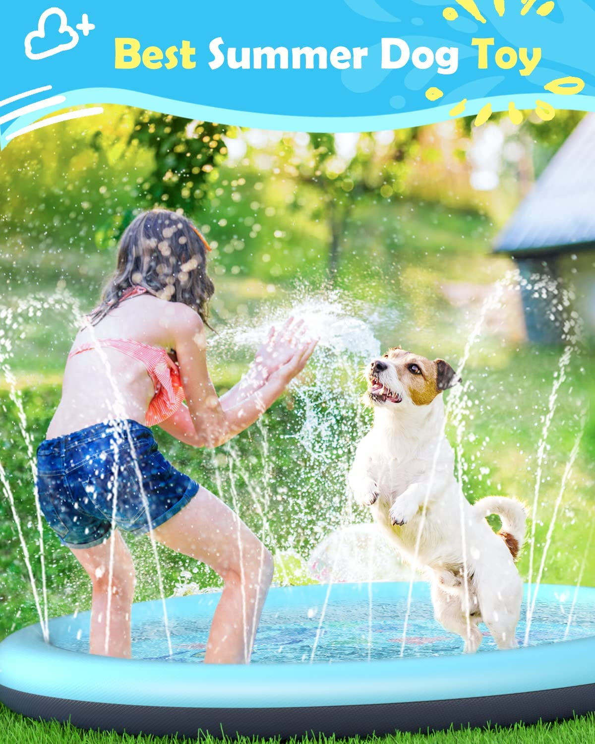 Anti-Slip Ocean-Themed Splash Pad for Kids and Dogs - 67in Water Mat ...