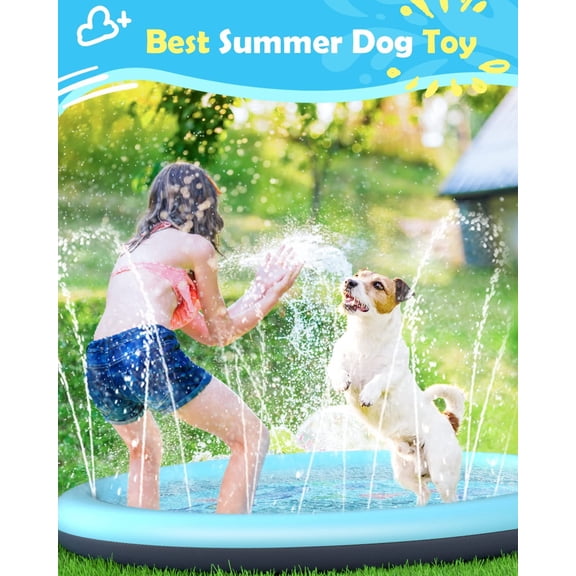 Anti-Slip Ocean-Themed Splash Pad for Kids and Dogs - 67in Water  Mat with Adjustable Sprinkler