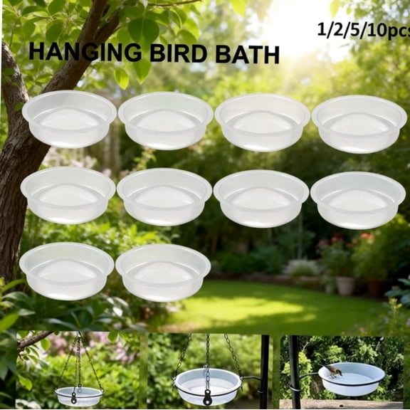 Anti-Slip Outdoor Garden Hummingbird Water Dish Tray Replacement Plastic Birdbath Bowl; Typpkmm
