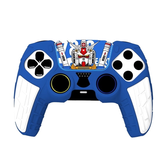 Anti-Slip PS5 Controller Gundam Skin, PS5 Controller Accessories, Non-Slip Silicone PS5 Controller Cover Case with Thumb Grip Gaps, Touch Pad Sticker and Cover Wrap Stickers