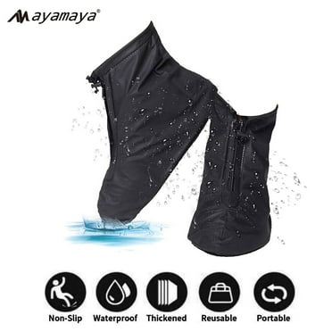 Anti-Slip Rain Shoe Covers, AYAMAYA Reusable Waterproof PVC Boot Covers with Zipper for Men Women Kids (L-US 8.5) 1 Pack