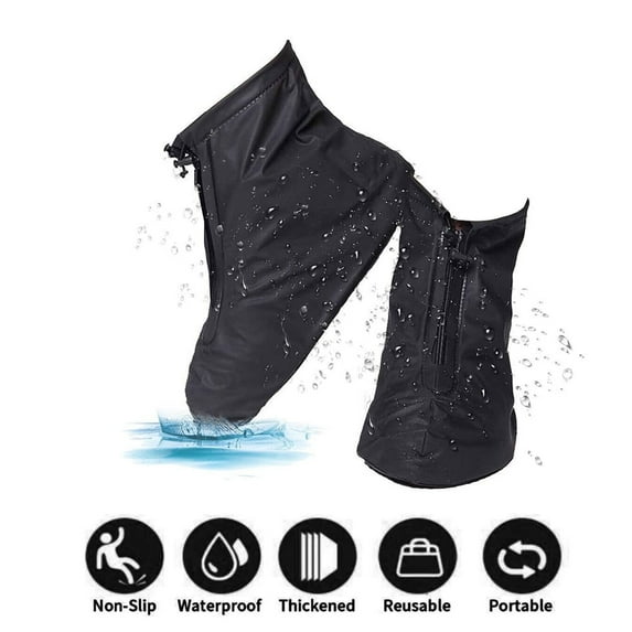 Anti-Slip Rain Shoe Covers, AYAMAYA Reusable Waterproof PVC Boot Covers with Zipper for Men Women Kids (L-US 8.5) 1 Pack