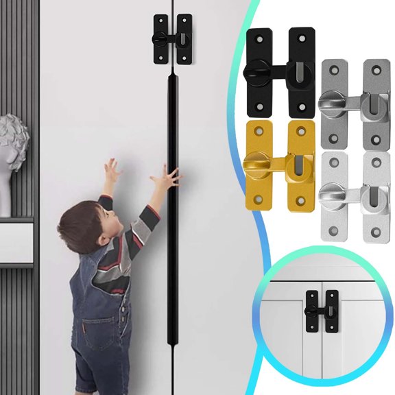 Anti Slip Rotatable Metal Cabinet Latch Multi Finish Security Catch For Double Door Cupboard Wardrobe Indoor Furniture Hardware Accessory