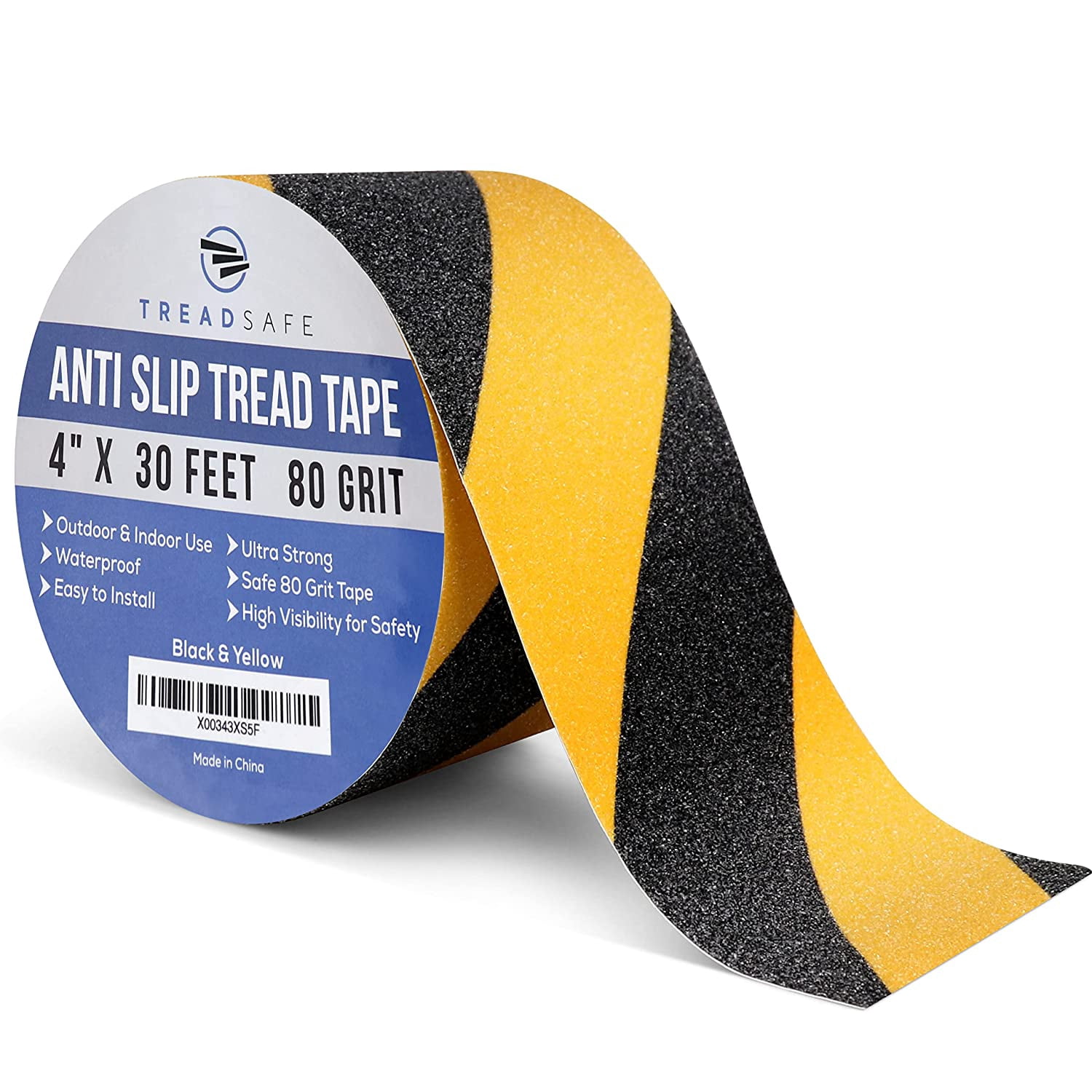 Anti Slip Safety Tape for Steps - Black and Yellow Grip Tape, Caution Tape Adhesive Step Tape, Hazard Grip Tape, Stairs Safety Tape (4" x 30 FT Roll)