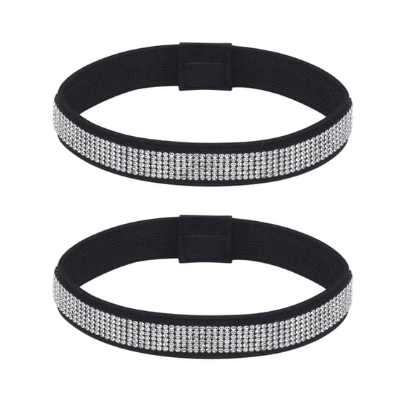 Anti-Slip Shoe Bands Rhinestones Heel Straps for High Heels 1 Pair Black-02 One Size