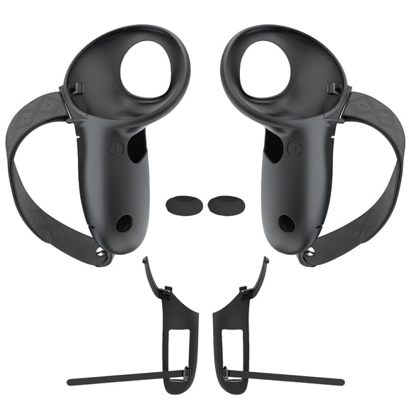 Anti-Slip Silicone Controller Grips with Adjustable Strap for Meta Quest 3/3S(Black)