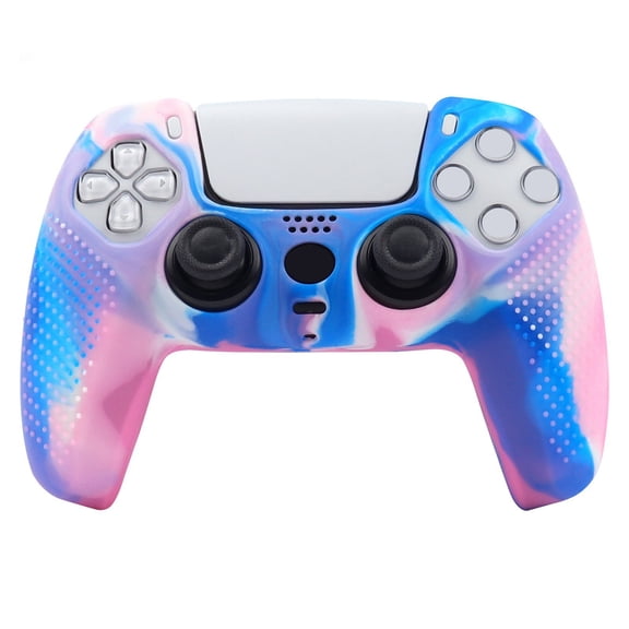 Anti-Slip Silicone Protective Joystick Cover Compatible with PlayStation 5 Controller - Durable Grip Skin Case Gamepad Accessories-Pink Blue
