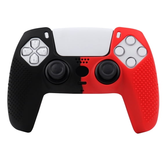 Anti-Slip Silicone Protective Joystick Cover Compatible with PlayStation 5 Controller - Durable Grip Skin Case Gamepad Accessories-Red Black