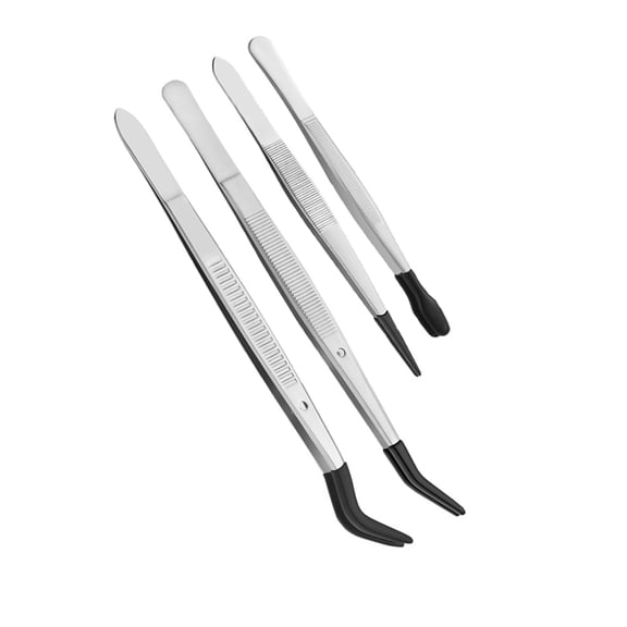 Anti-Slip Silicone-Tip Tweezers with Textured Handle, Ideal for Delicate Electronics and Art Projects