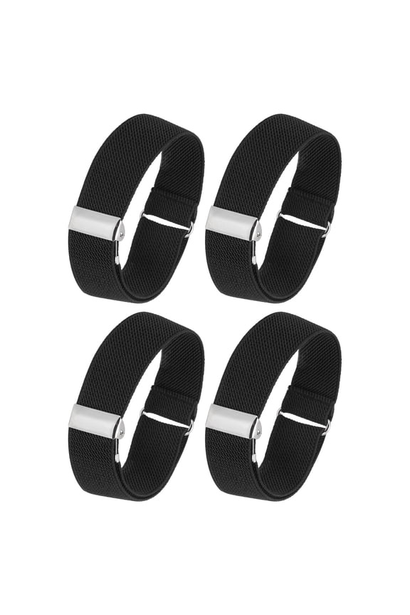 Anti-Slip Sleeve Garter Elastic Shirt Sleeve Holders for Men Women, Black 4 Pack/2 Pair