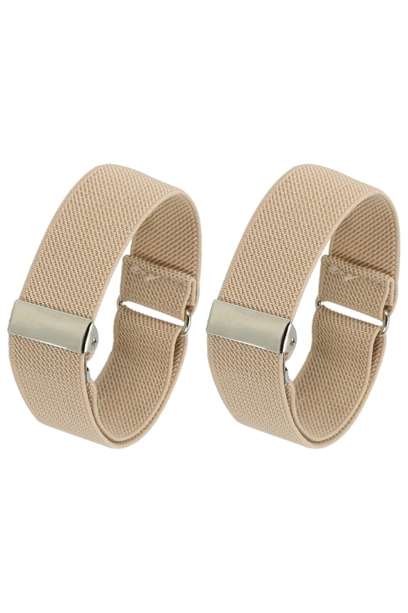Anti-Slip Sleeve Garter Elastic Shirt Sleeve Holders for Men Women, Khaki 2 Pack/1 Pair